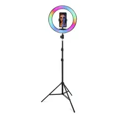 GENERICO - Aro de Luz RGB Multicolor de 26cm con Trípode de 21m.