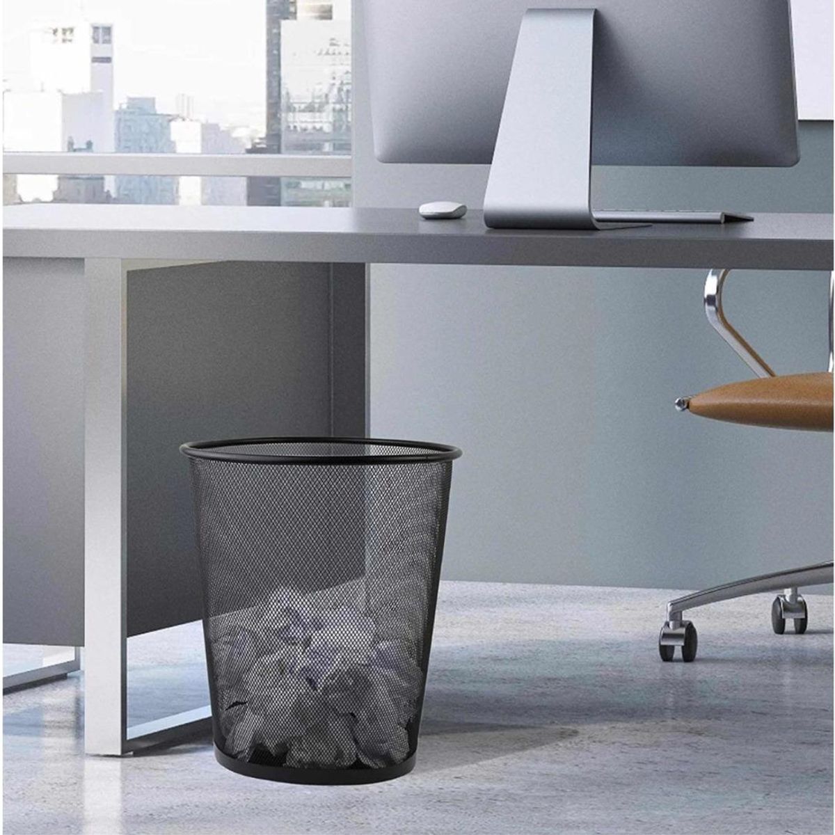 GENERICO - Basurero Metálico Redondo de Malla para Oficina