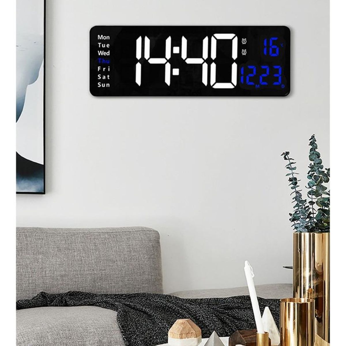 GENERICO - Reloj de Pared Digital LED con Control Remoto y Temperatura