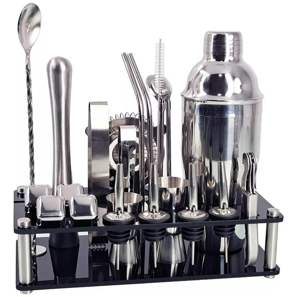 GENERICO - Juego de Cocteles Profesional 23 Piezas con Coctelera de 750ml