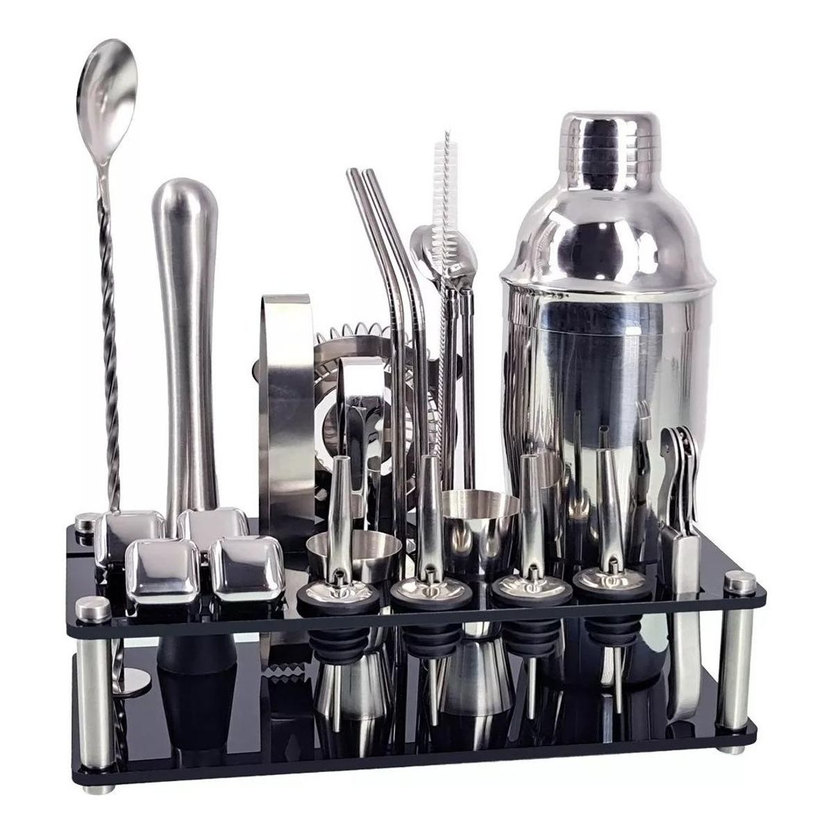 GENERICO - Juego de Cocteles Profesional 23 Piezas con Coctelera de 750ml