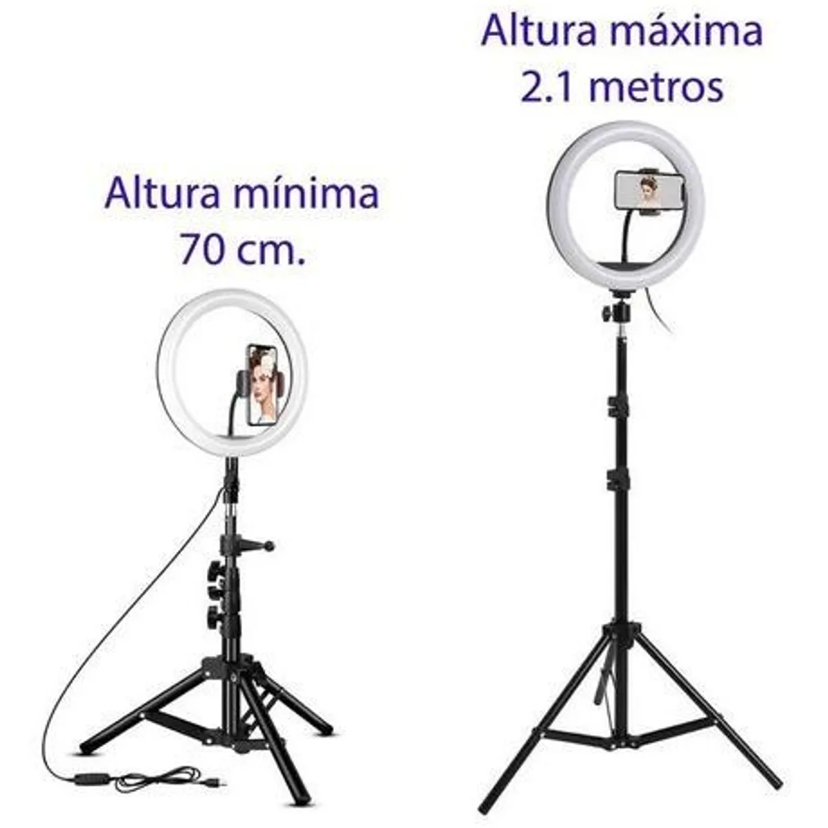GENERICO - Aro de Luz LED Profesional con Trípode Ajustable de 21m