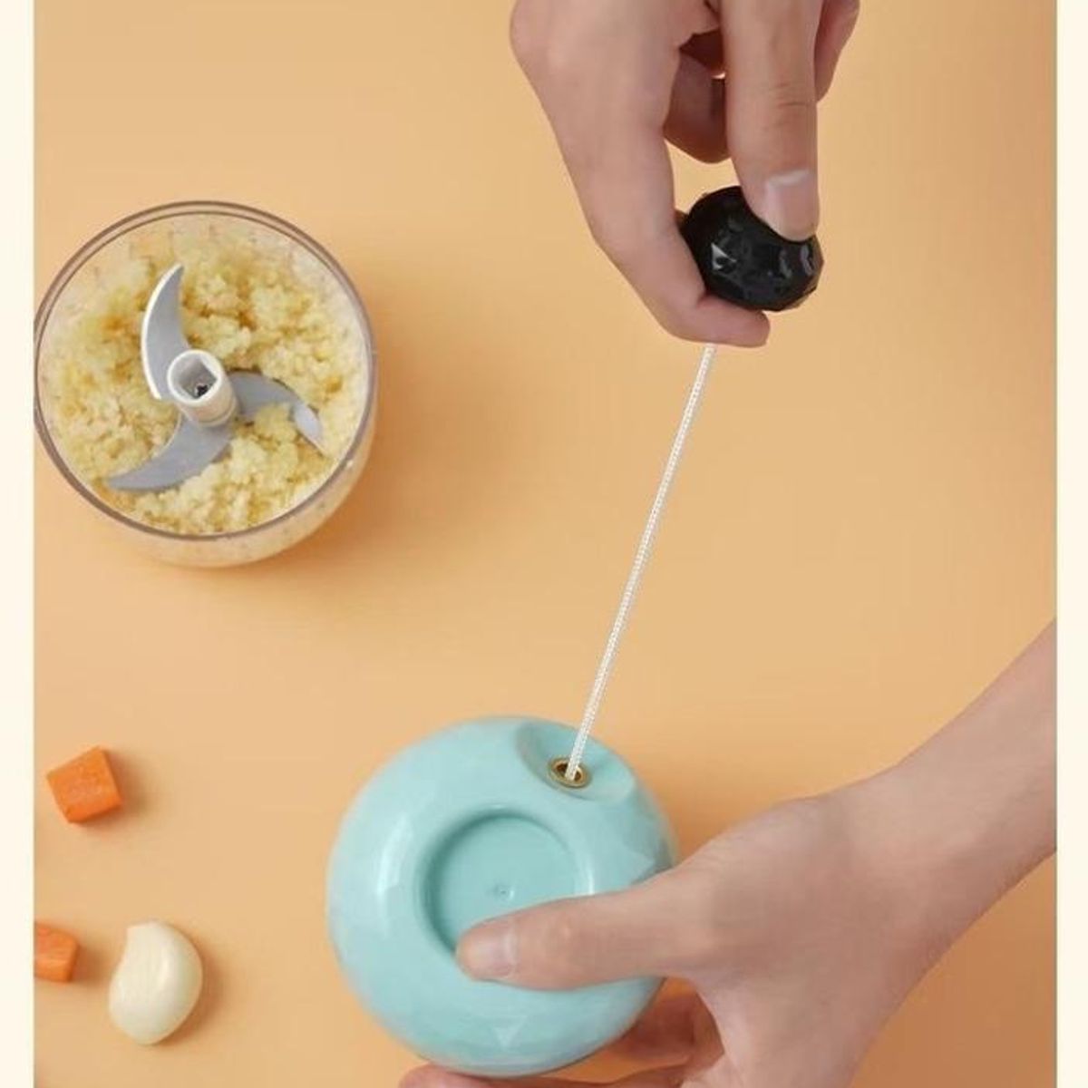 GENERICO - Mini Picador Manual de Verduras y Ajo Ideal para Preparaciones