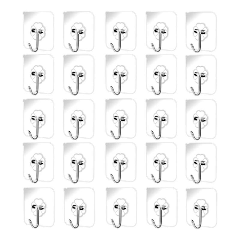 GENERICO - Pack de 25 Ganchos Adhesivos de Acero Inoxidable