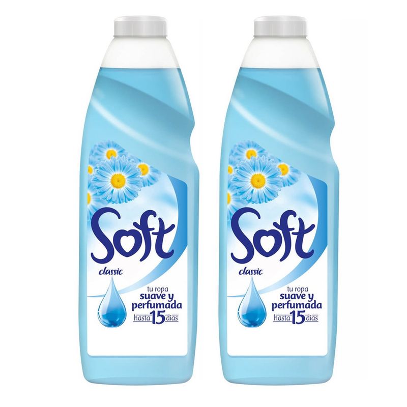 GENERICO - X2 Suavizante Soft Clásico Liquido 1l Ropa Suave Perfumada