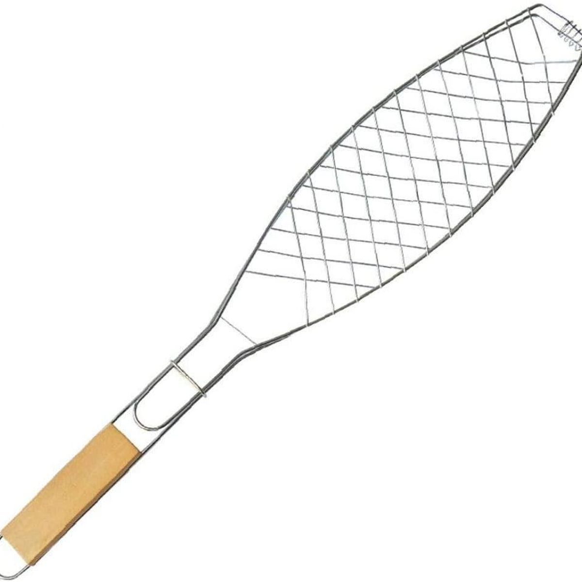 GENERICO - Rejilla para Parrilla de Pescado con Mango de Madera