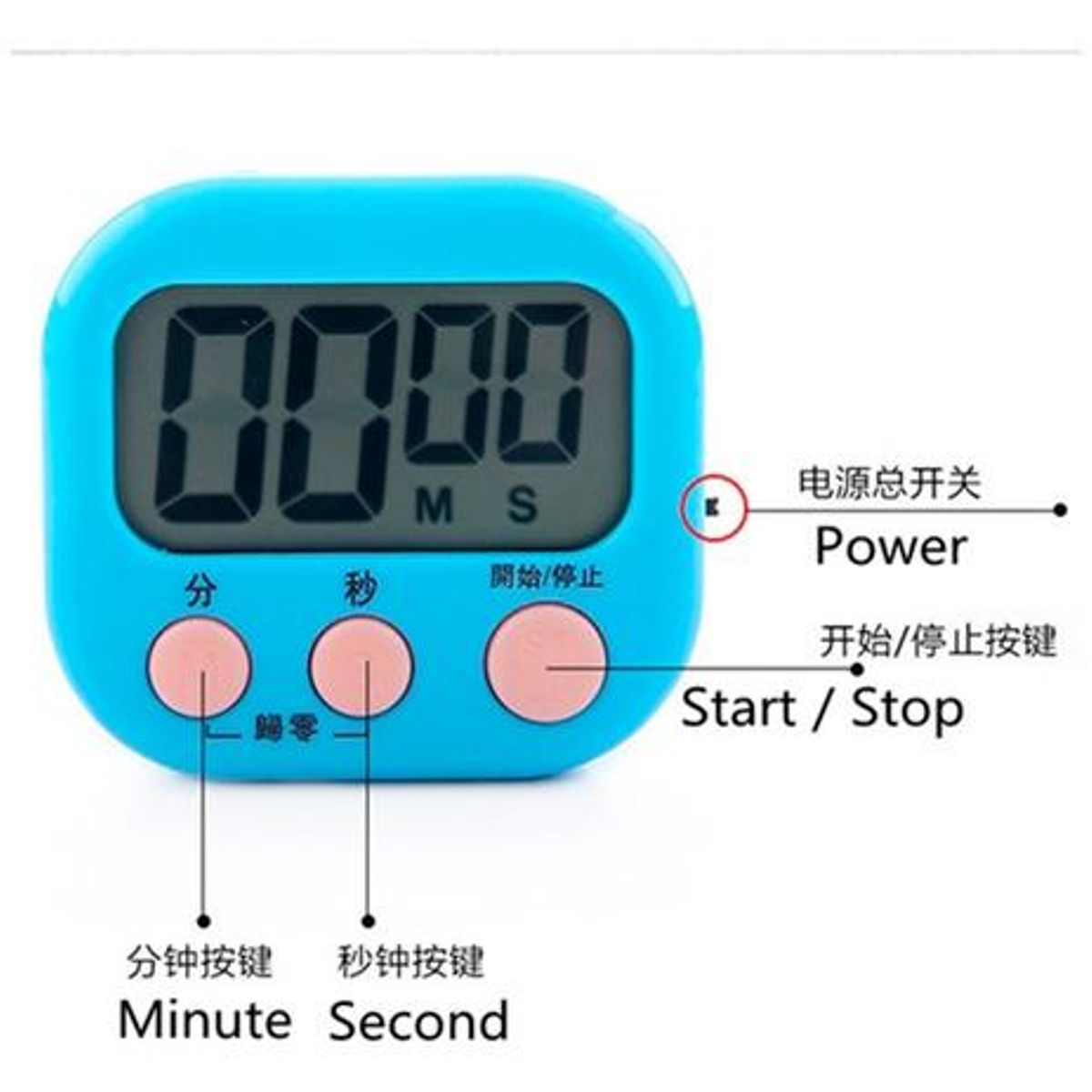 GENERICO - Temporizador Digital Cuadrado con Alarma y Imán para Cocina.