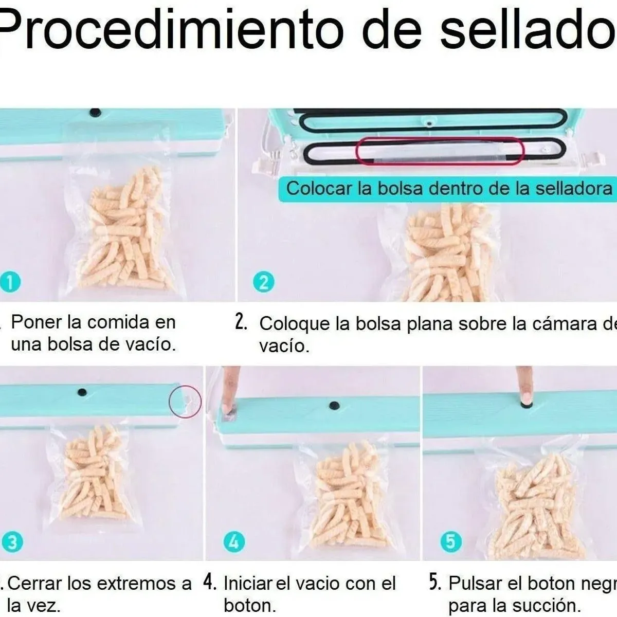 GENERICO - Máquina Selladora al Vacío 128W con Función Doble y Bolsas Incluidas