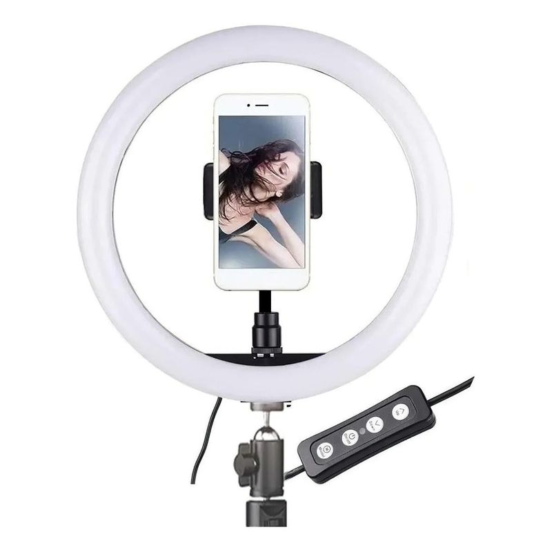 GENERICO - Aro de Luz LED Grande 31cm con Trípode Ajustable 21m