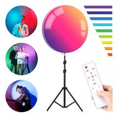 GENERICO - Panel de Luz RGB Circular de 44 cm con Control Remoto y Trípode