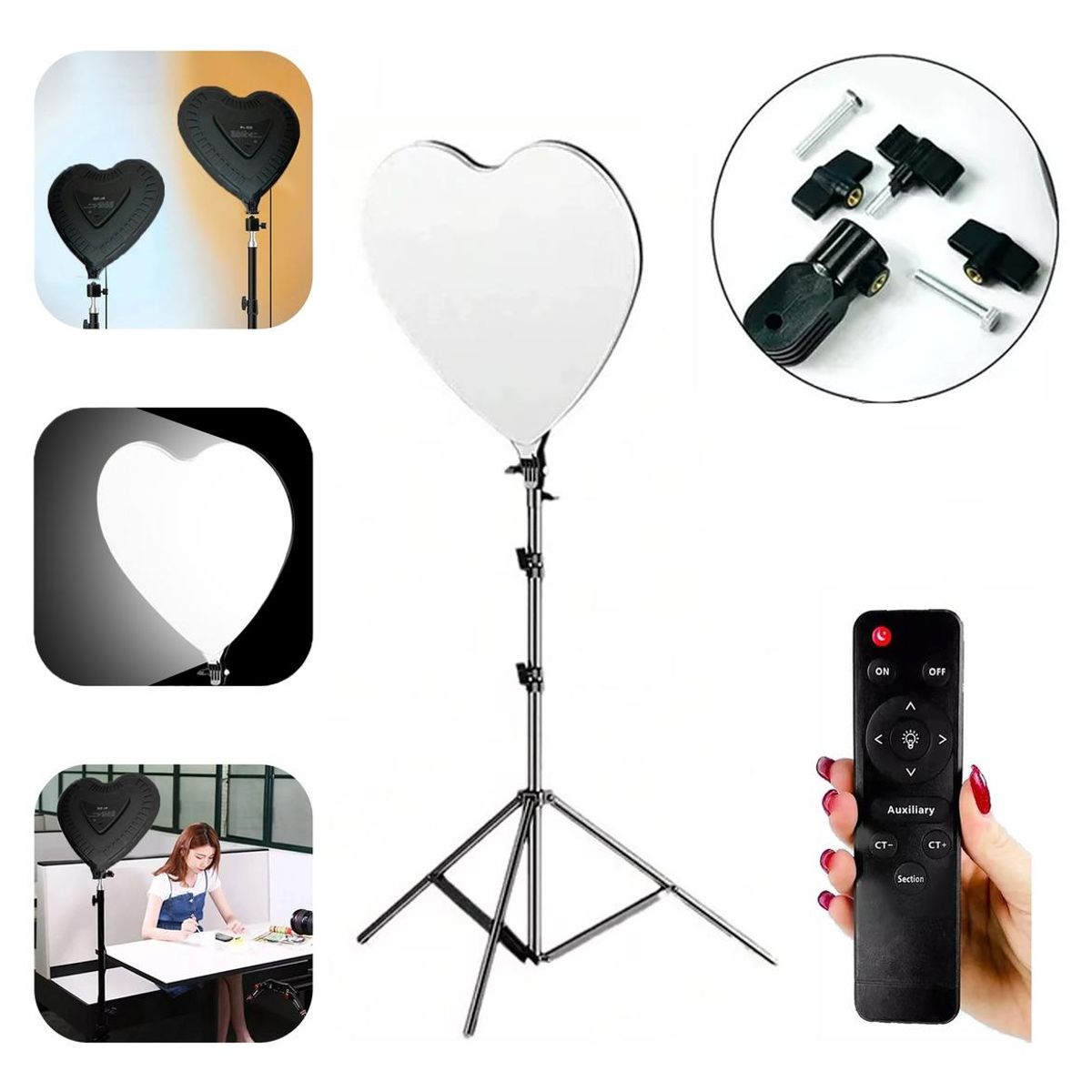GENERICO - Panel LED Corazón 39CM con Tripode y Control Remoto