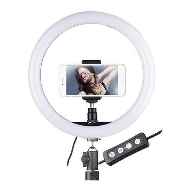 GENERICO - Aro De Luz LED Regulable 31cm Con Trípode 21 Metros