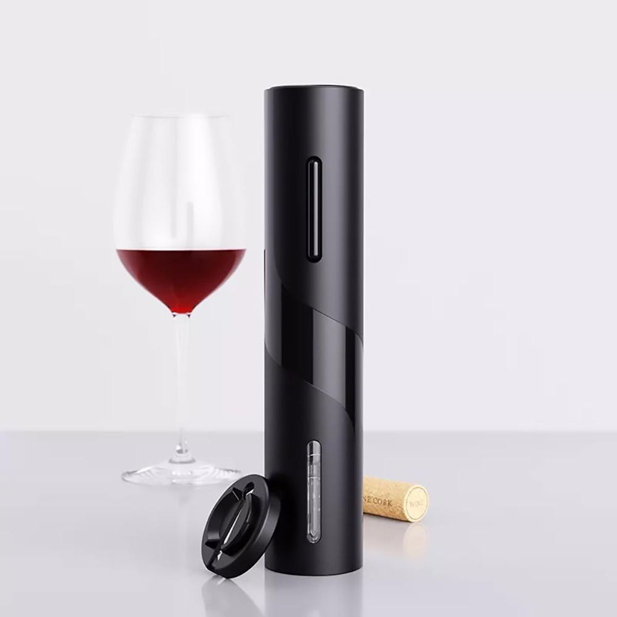 GENERICO - Abridor Eléctrico de Vino con Cortador y Diseño Ergonómico