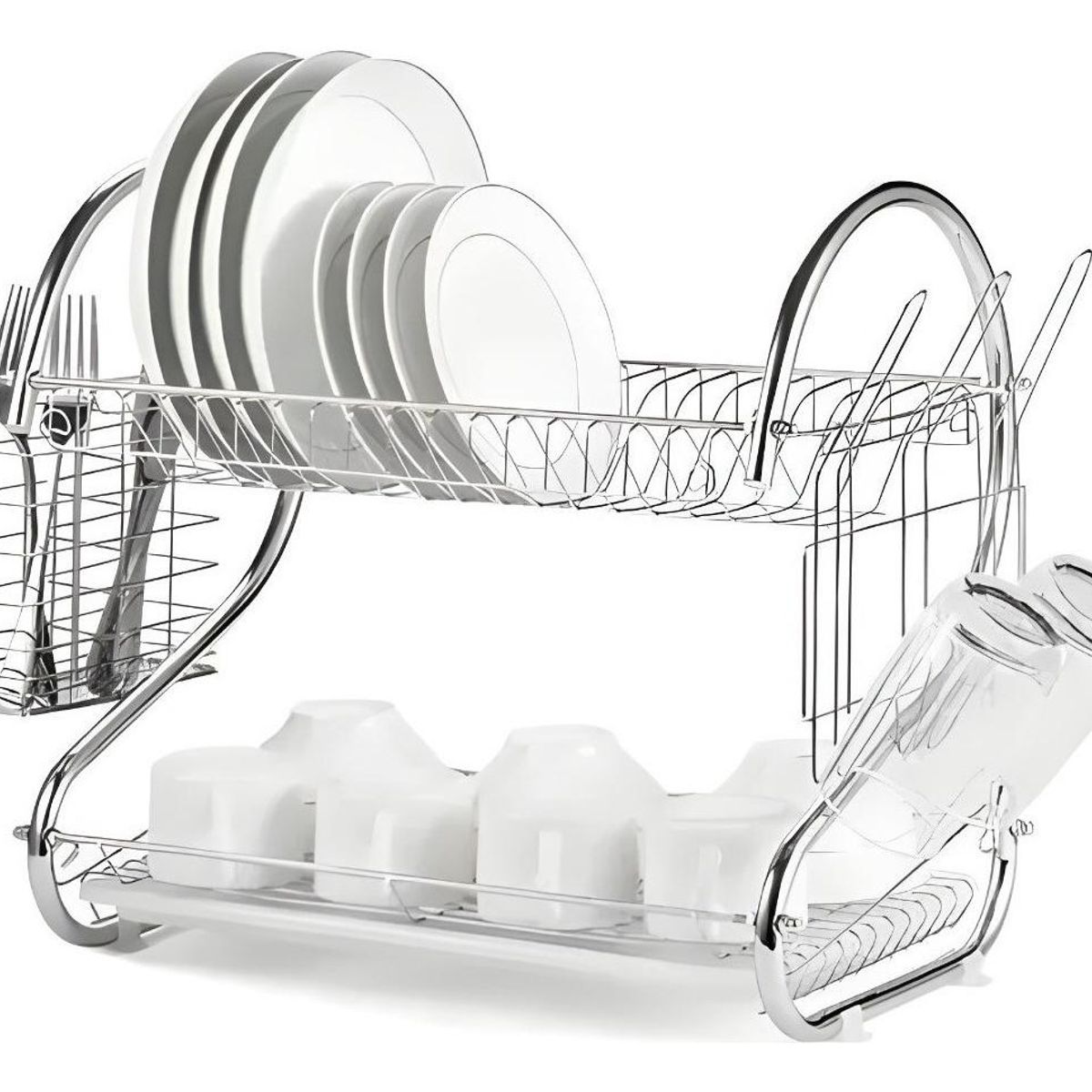 GENERICO - Escurridor de Platos de Acero Inoxidable de Dos Niveles