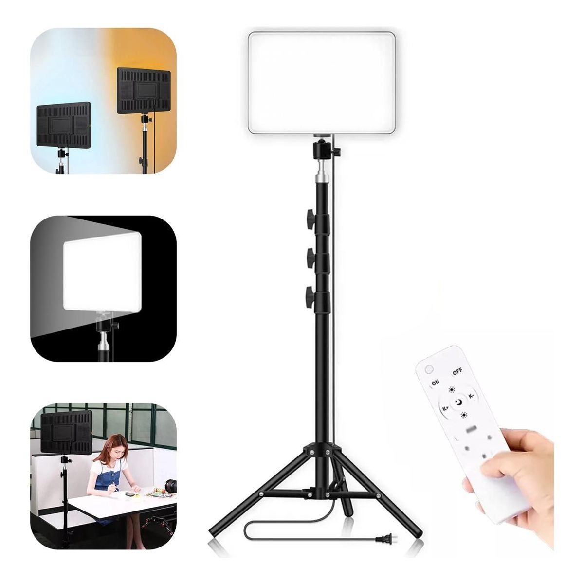 GENERICO - Panel LED Profesional 23 cm con Control Remoto y Trípode 210 m