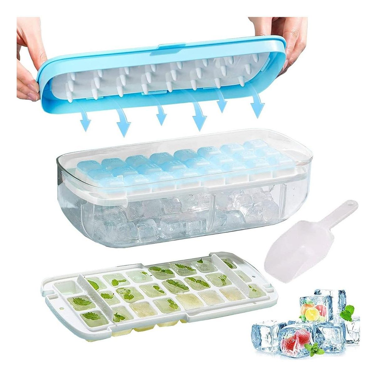 GENERICO - Cubetera de Silicona Cuadrada con Tapa para 24 Hielos