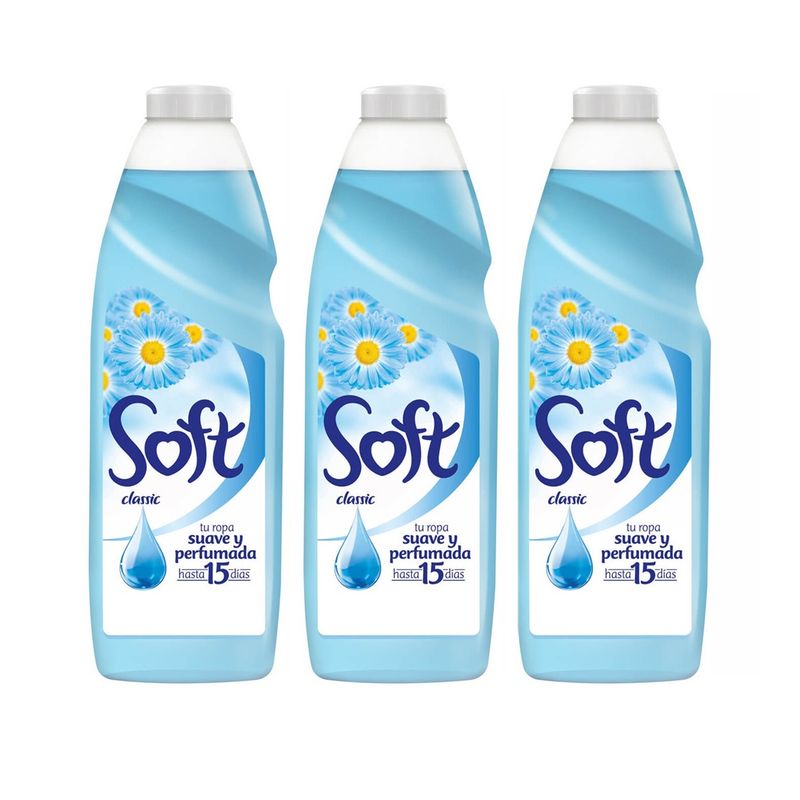GENERICO - X3 Suavizante Soft Clásico Liquido 1l Ropa Suave Perfumada.