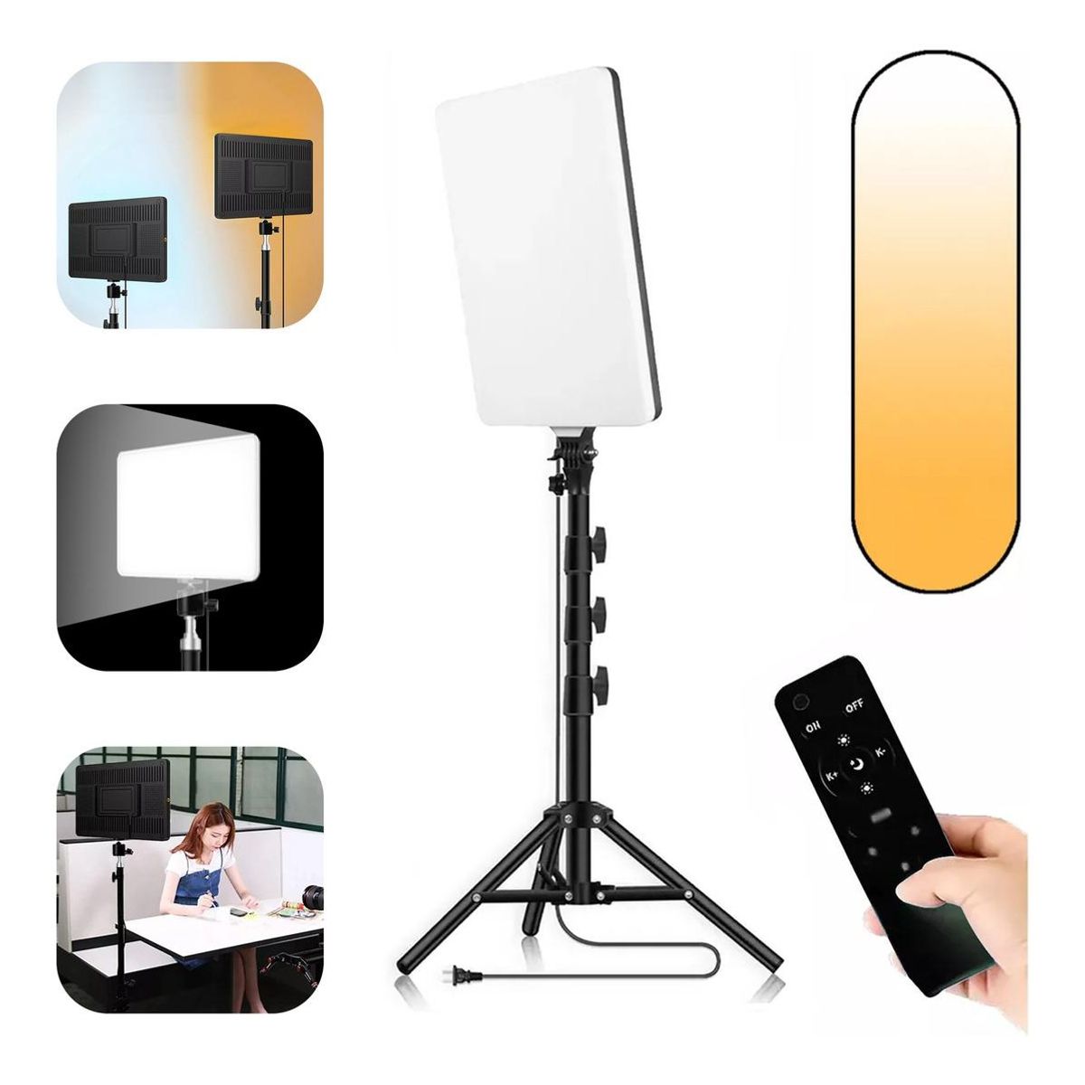 GENERICO - Panel LED Profesional de Fotografía 44cm con Trípode y Control Remoto