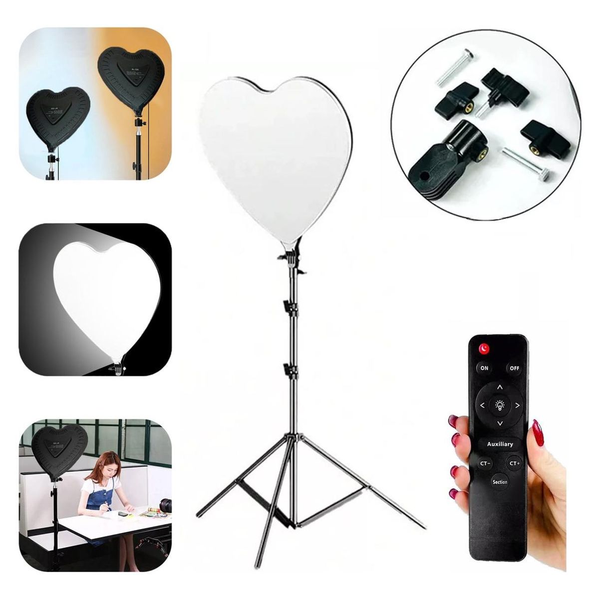 GENERICO - Panel Led Corazón con Tripode y Control Remoto 39cm.