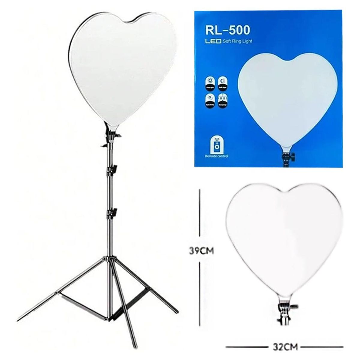 GENERICO - Panel Led Corazón con Tripode y Control Remoto 39cm.