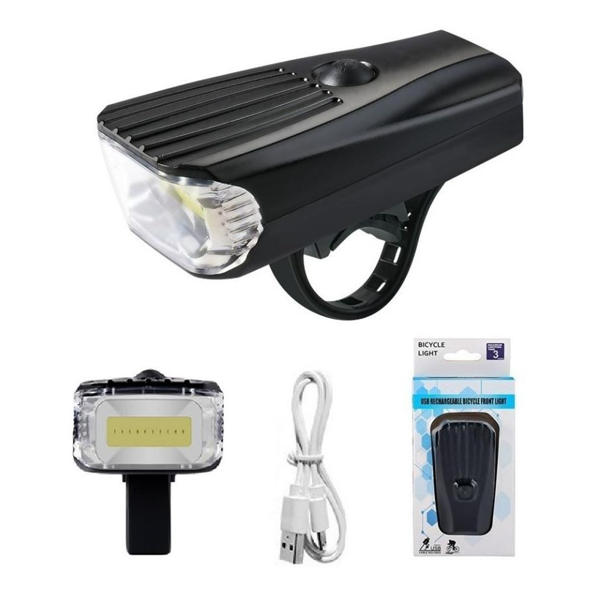 GENERICO - Luz Recargable Impermeable para Bicicleta con Soporte