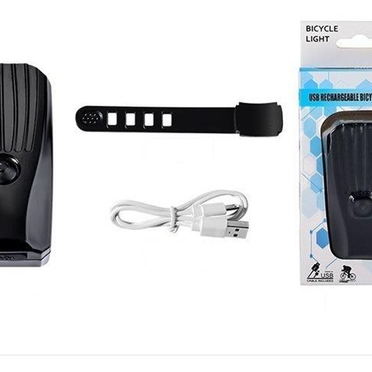 GENERICO - Luz Recargable Impermeable para Bicicleta con Soporte