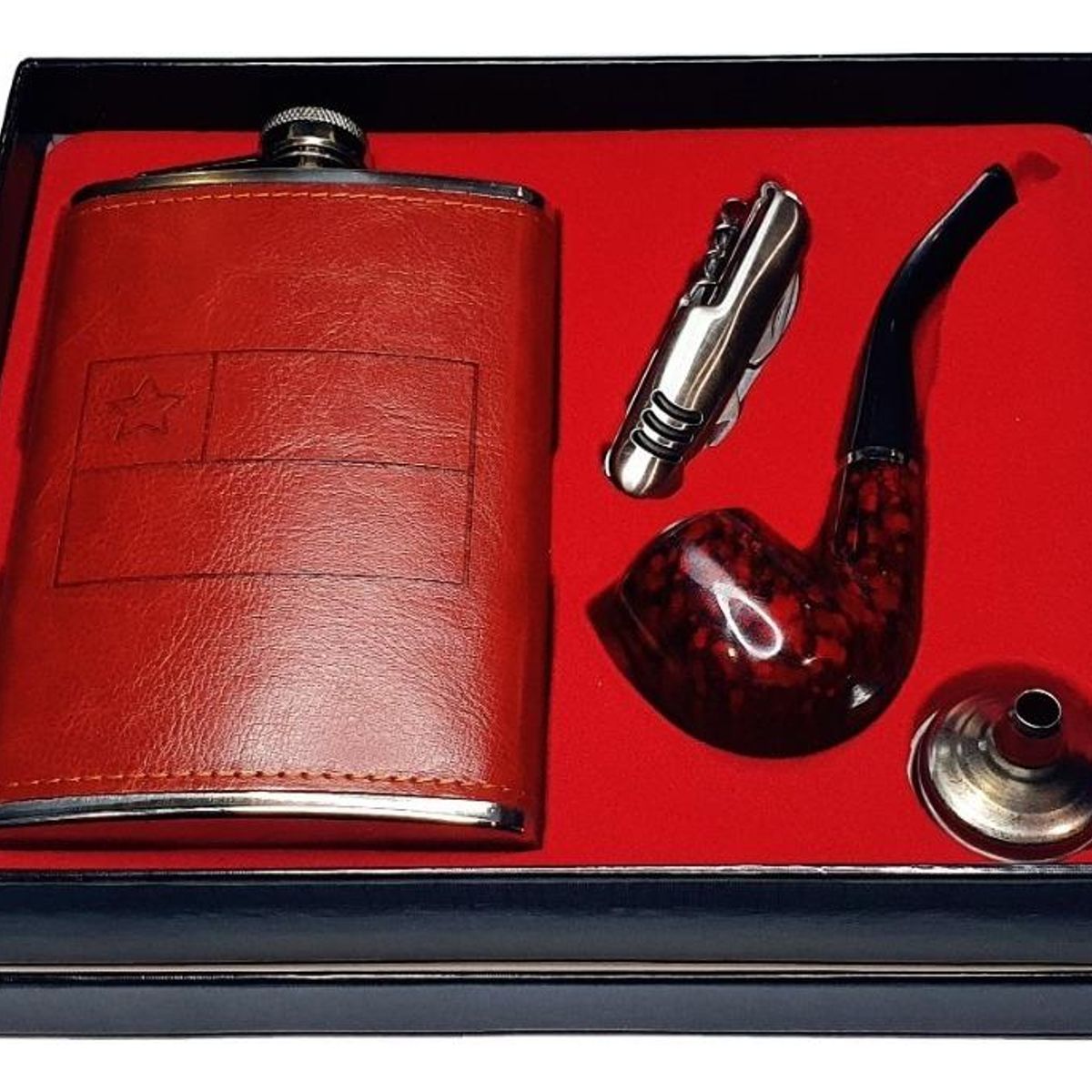 GENERICO - Set de Petaca de Acero Inoxidable 9oz con Coctelera y Pipa