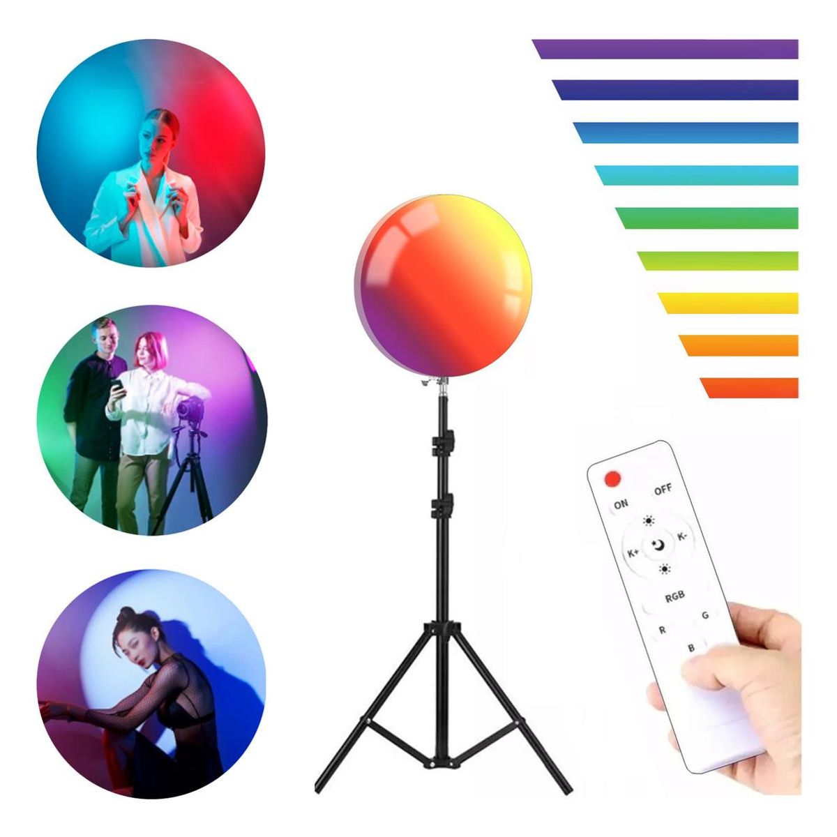 GENERICO - Panel de Luz LED RGB para Fotografía con Trípode y Control Remoto
