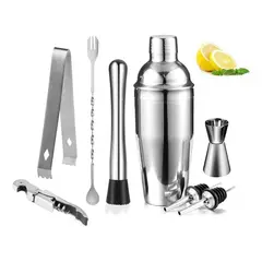 GENERICO - Juego de Cócteles Completo de 8 Piezas de Acero Inoxidable