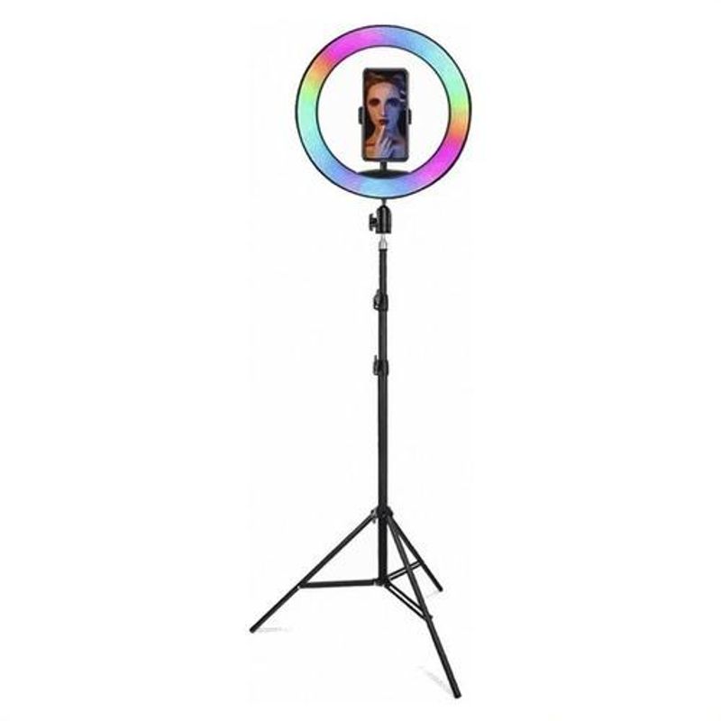 GENERICO - Aro de Luz RGB Multicolor de 26cm con Trípode Ajustable