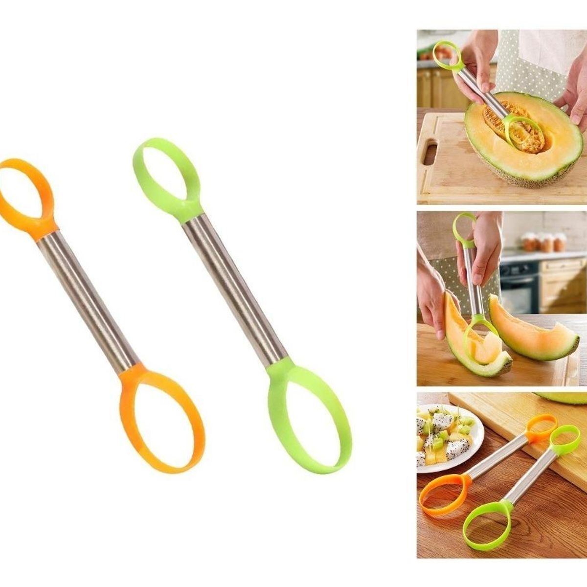 GENERICO - Descorazonador Doble para Frutas Con Cortador de Semillas