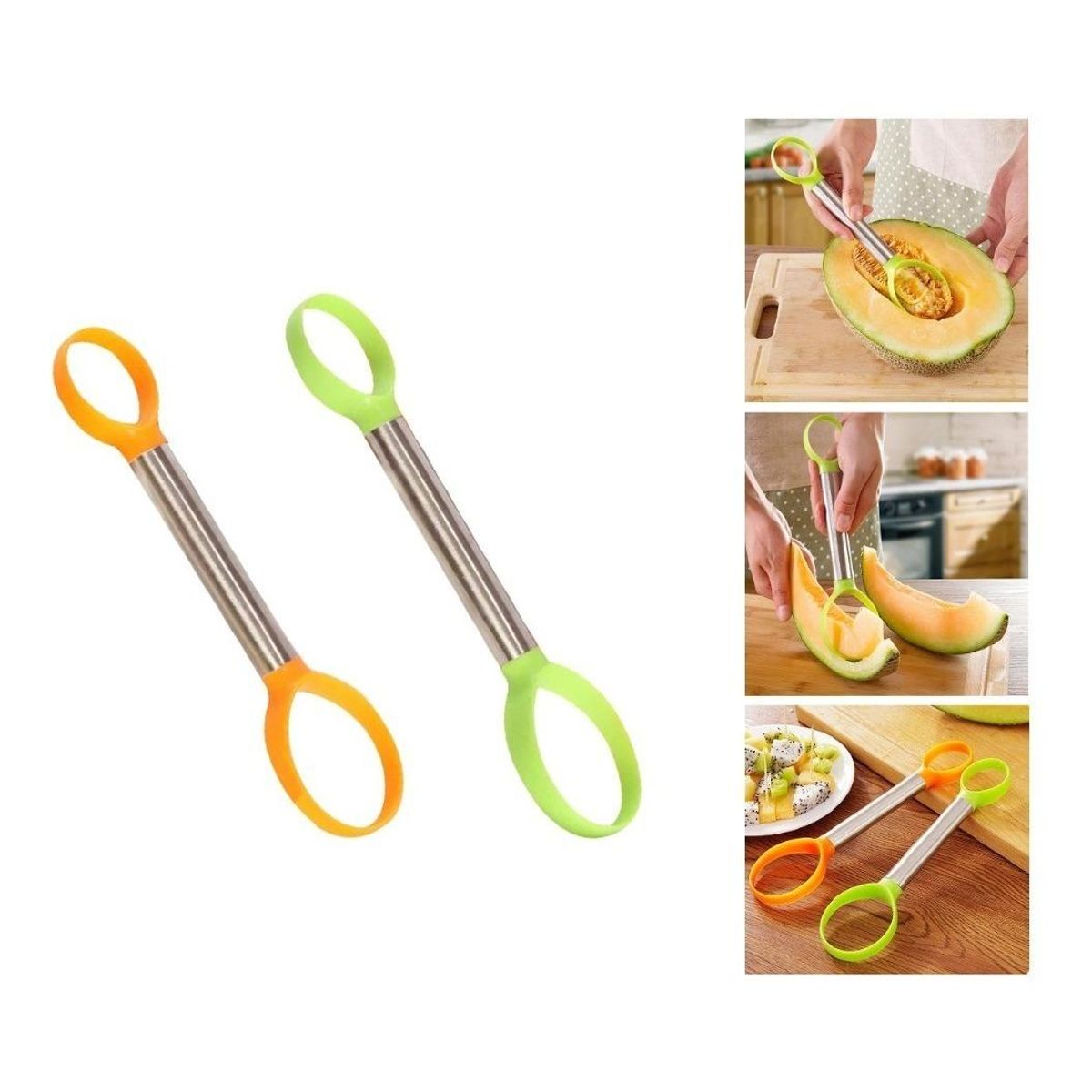 GENERICO - Descorazonador Doble para Frutas Con Cortador de Semillas