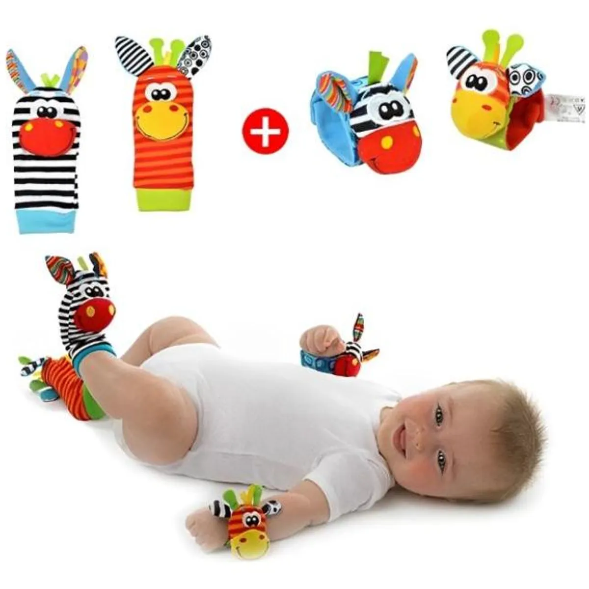 GENERICO - Pack de Calcetines y Muñequeras Estimulantes para Bebés