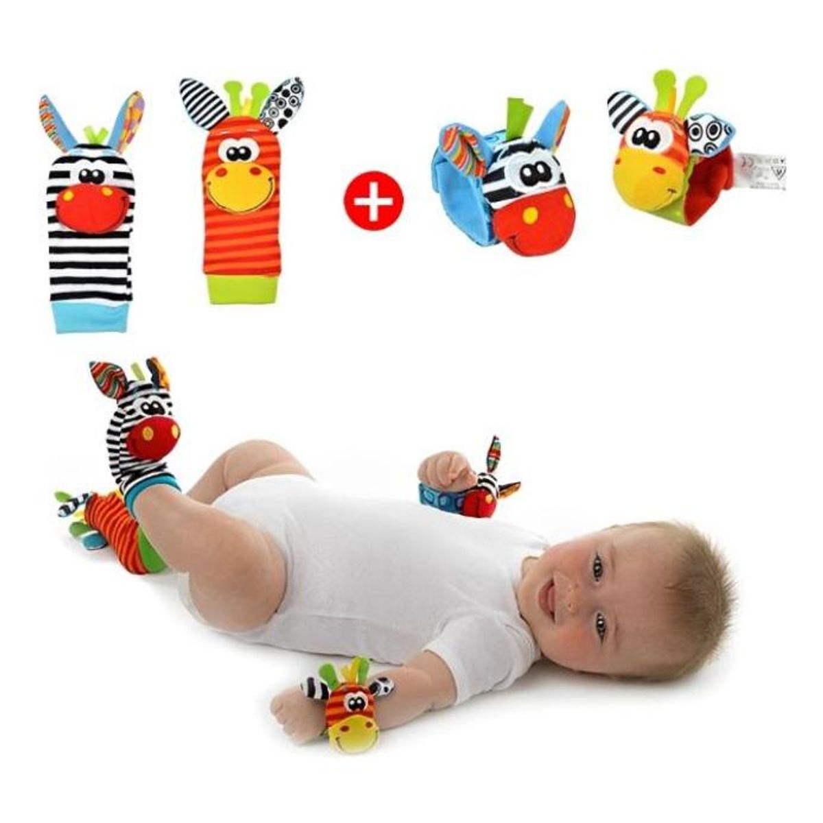 GENERICO - Pack de Calcetines y Muñequeras Estimulantes para Bebés