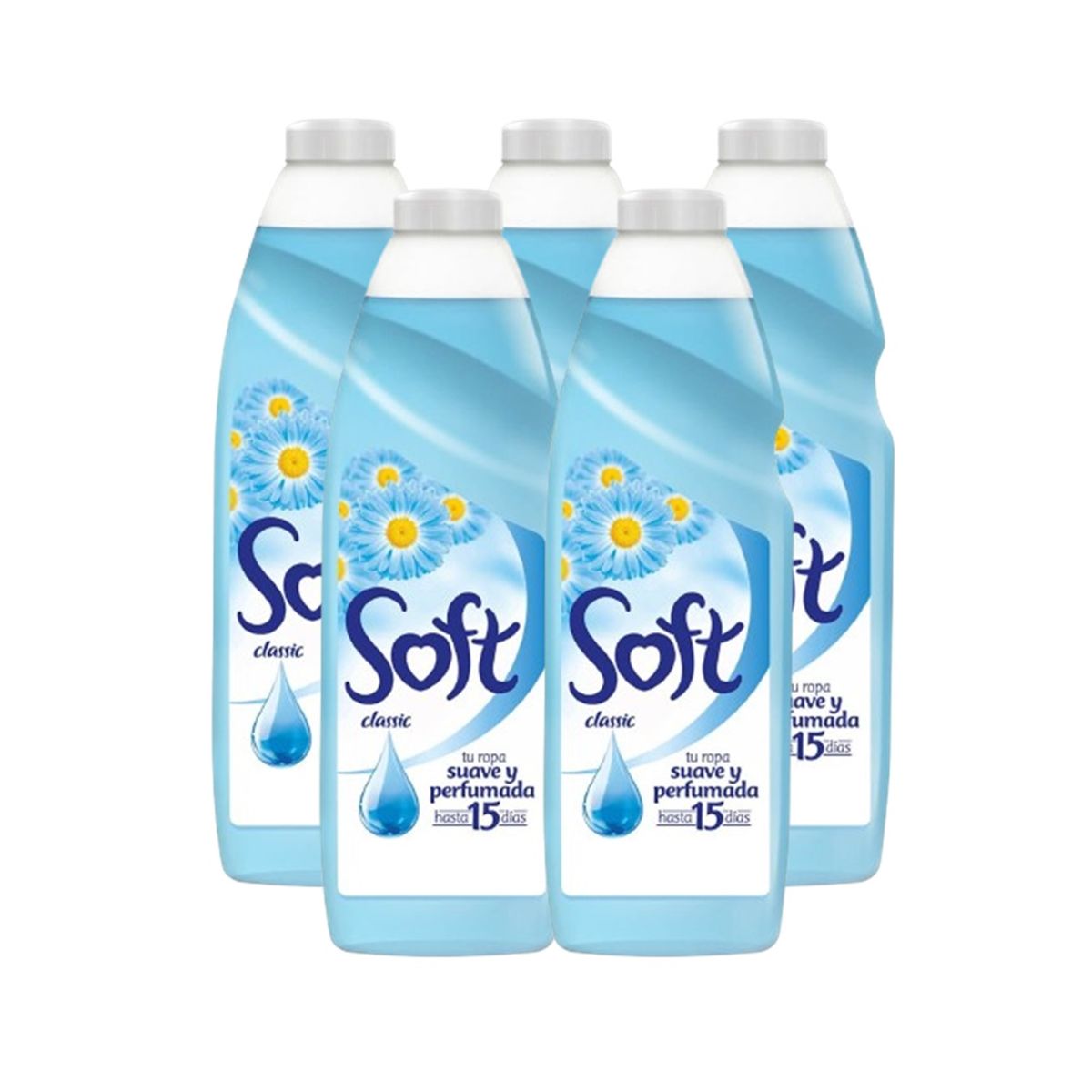 GENERICO - X5 Suavizante Soft Clásico Liquido 1l Ropa Suave Perfumada.