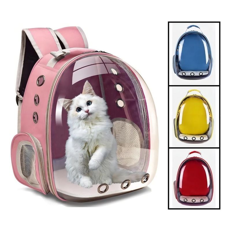 GENERICO - Mochila Porta Mascotas Impermeable Rosa y Transpirable
