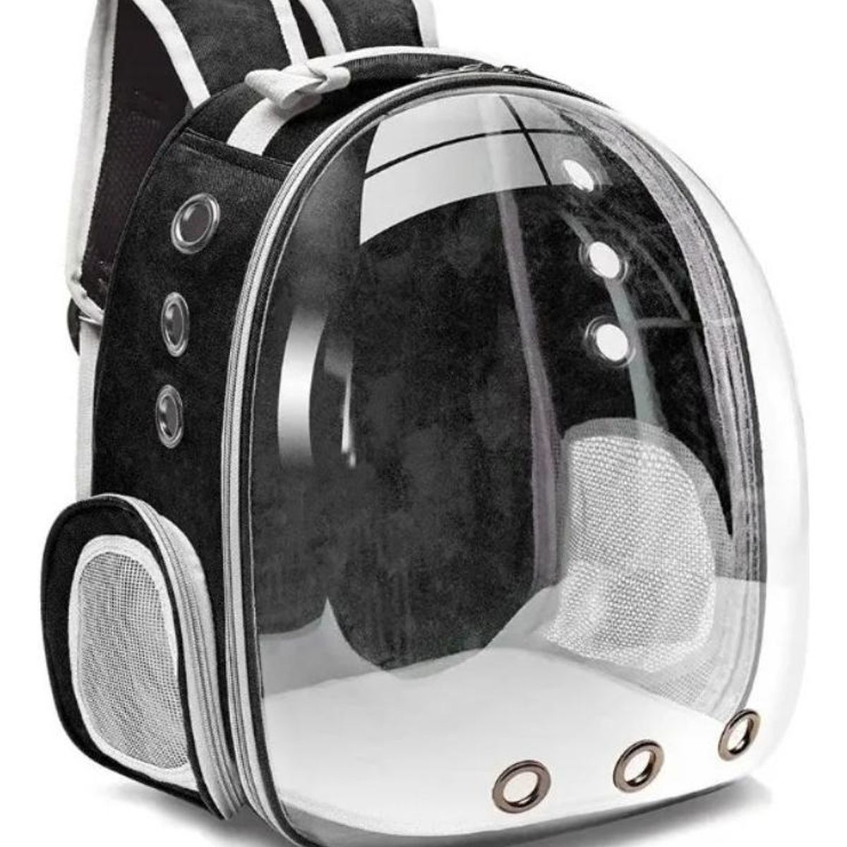 GENERICO - Mochila Transparente para Mascotas Perro y Gato Color Negro