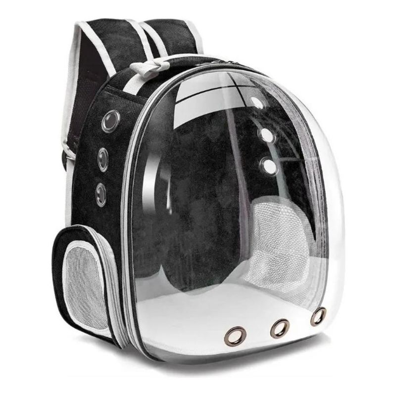 GENERICO - Mochila Transparente para Mascotas Perro y Gato Color Negro