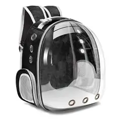 GENERICO - Mochila Transparente para Mascotas Perro y Gato Color Negro