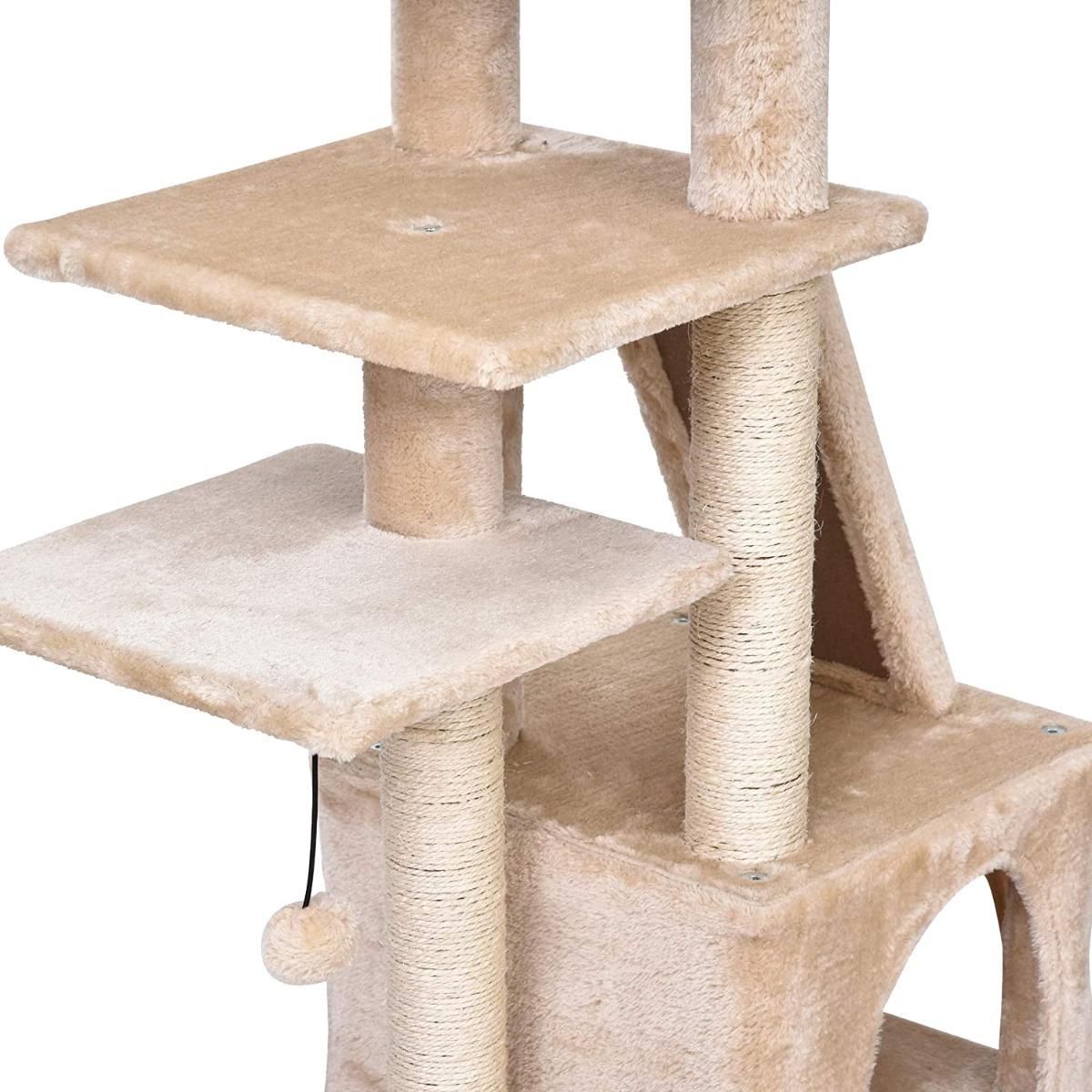 GENERICO - Rascador Torre Esquinera para Gatos 114cm Terciopelo