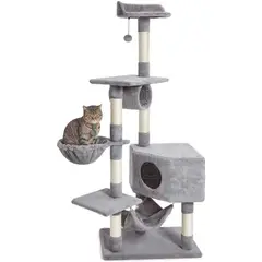 GENERICO - Rascador Torre Esquinero de 150 cm para Gatos con Hamaca