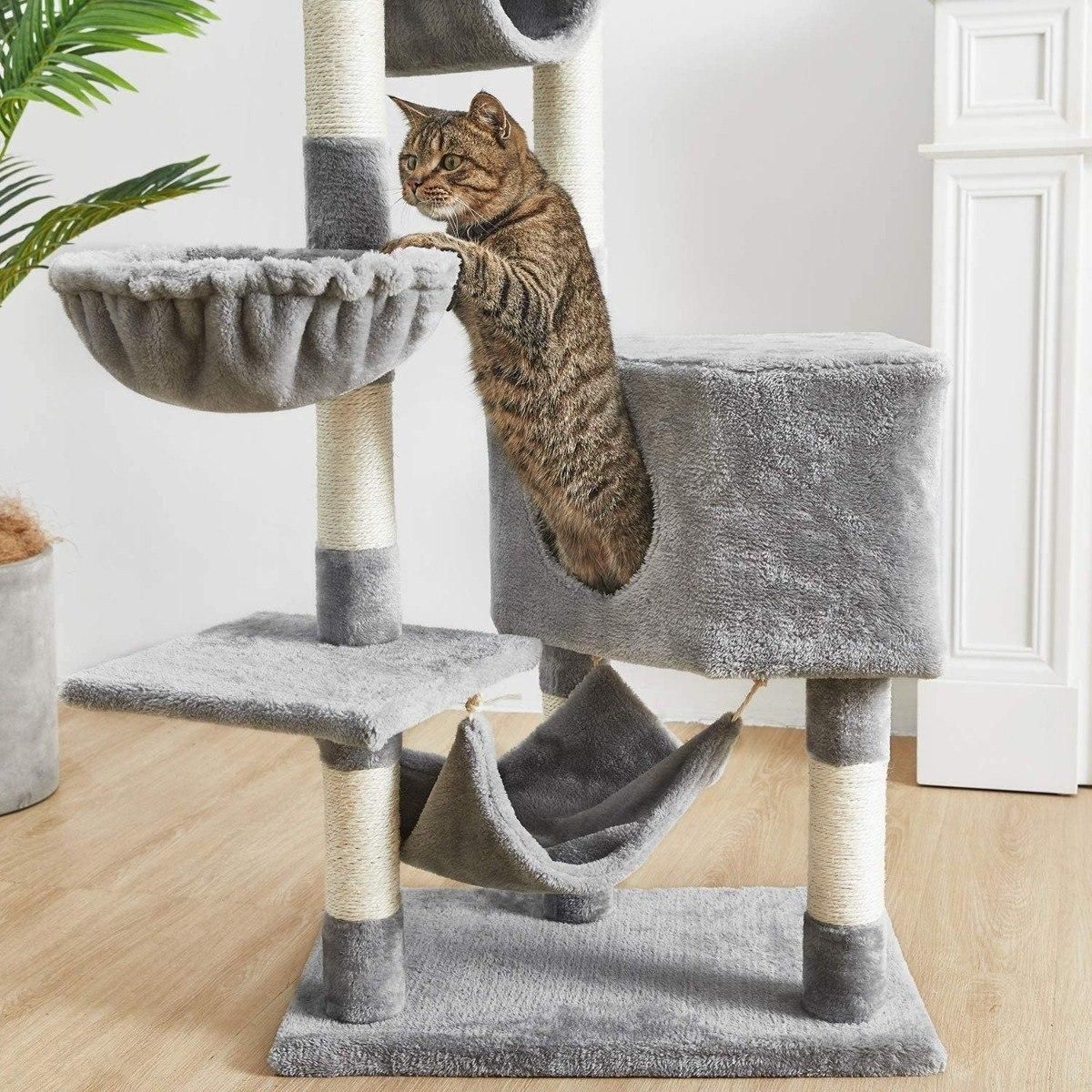 GENERICO - Rascador Torre Esquinero de 150 cm para Gatos con Hamaca