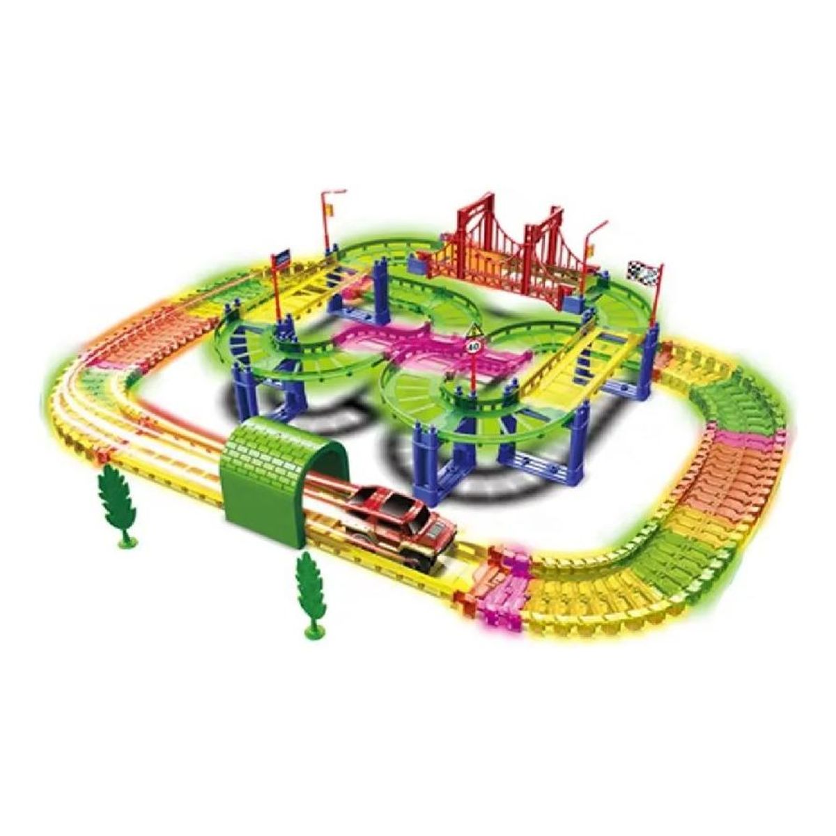 GENERICO - Pista Luminosa de Auto con 125 Piezas para Diversión