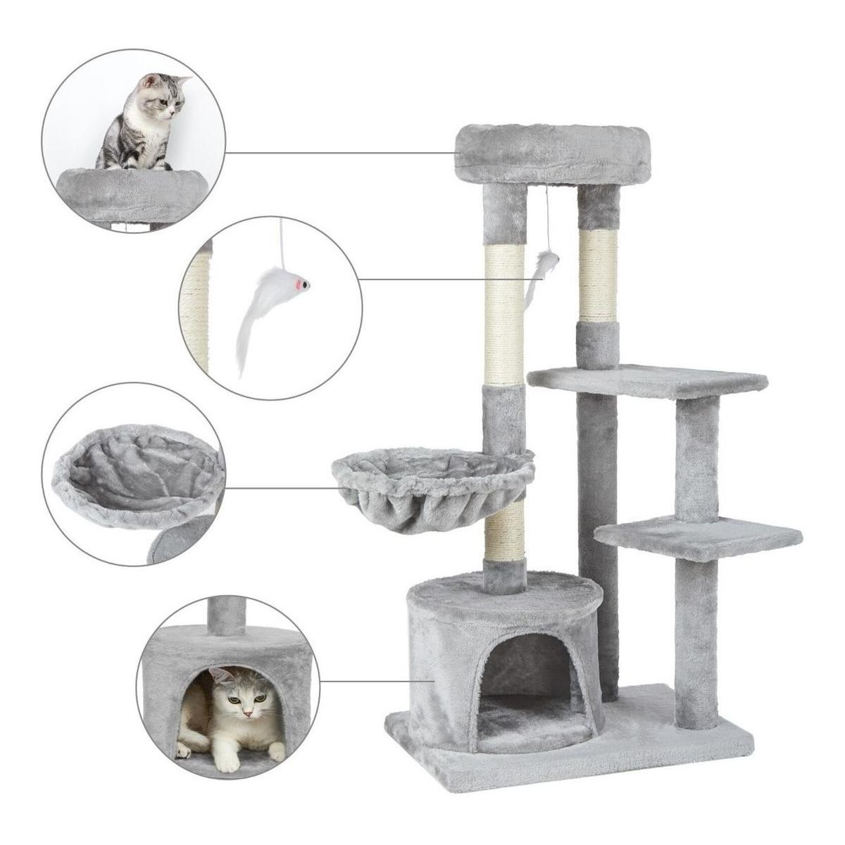 GENERICO - Rascador para Gatos Torre de 105cm con Hamacas y Cajitas.