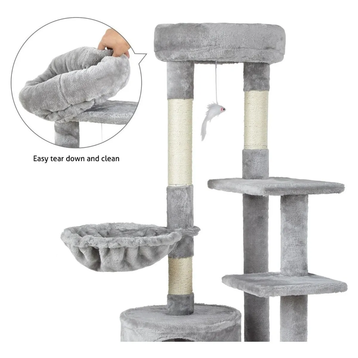 GENERICO - Rascador para Gatos Torre de 105cm con Hamacas y Cajitas.