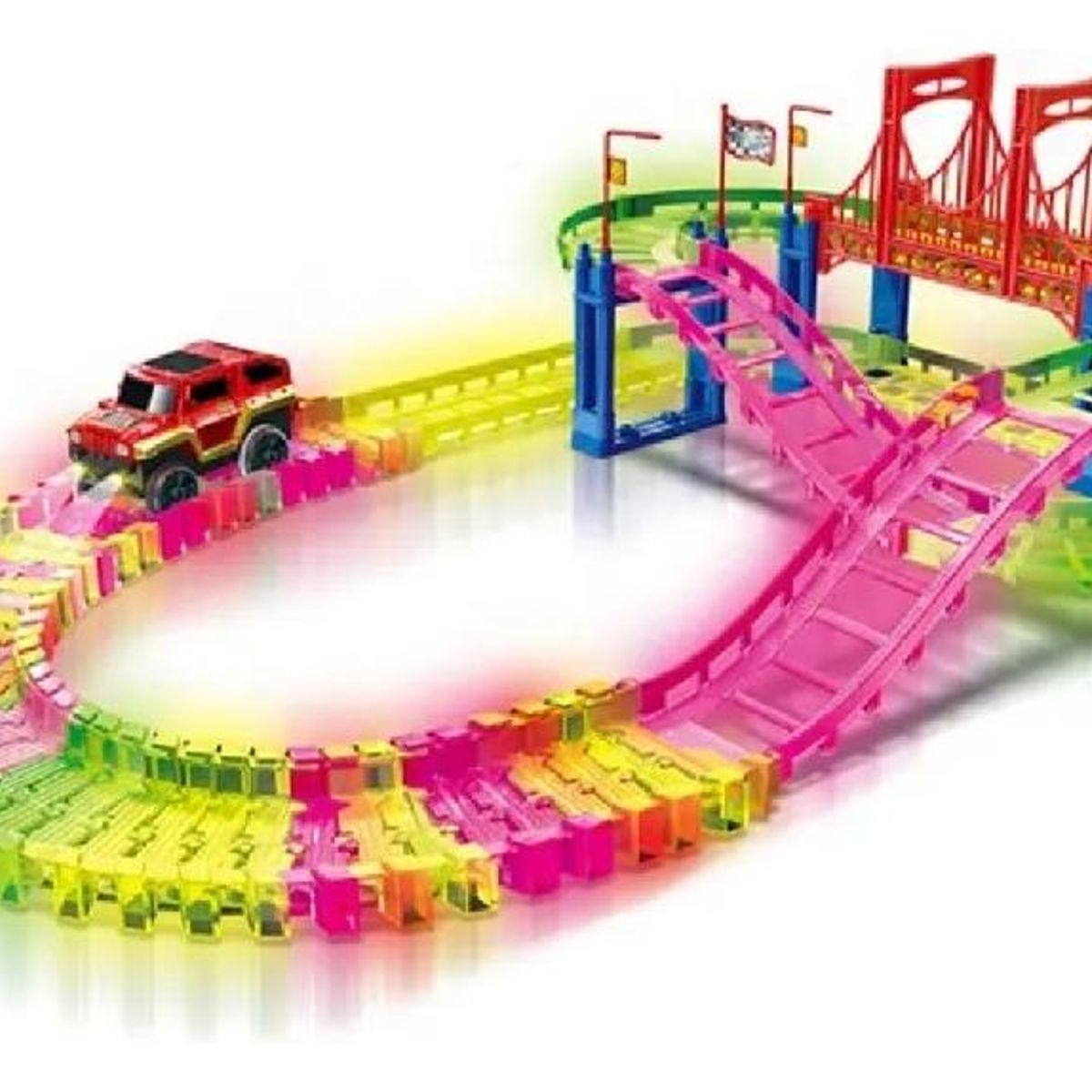 GENERICO - Pista Luminosa de Auto con 85 Piezas para Diversión Infantil