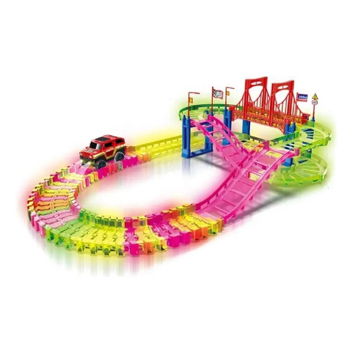 GENERICO - Pista Luminosa de Auto con 85 Piezas para Diversión Infantil