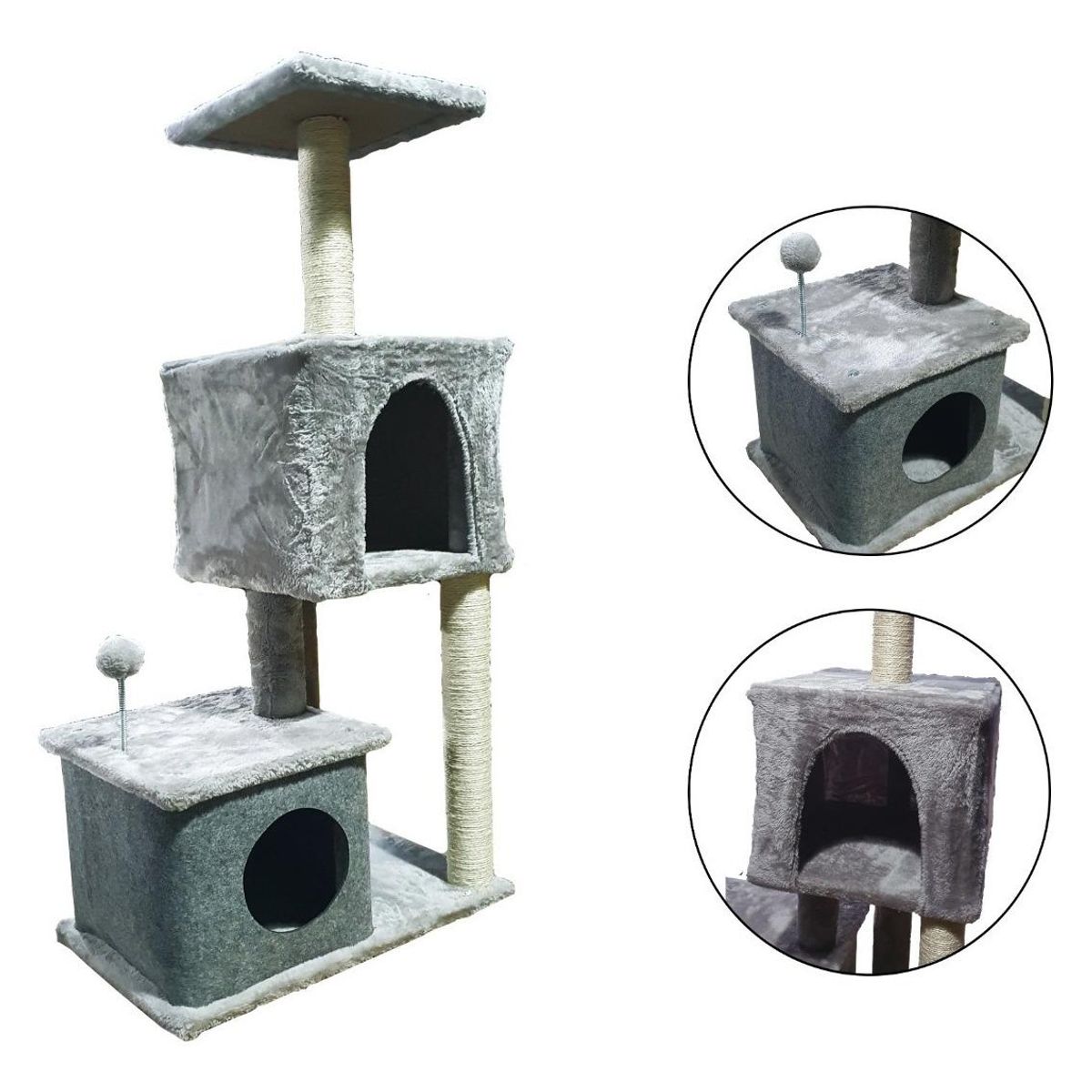 GENERICO - Rascador para Gatos Torre de 112 cm con Hamacas y Juguetes