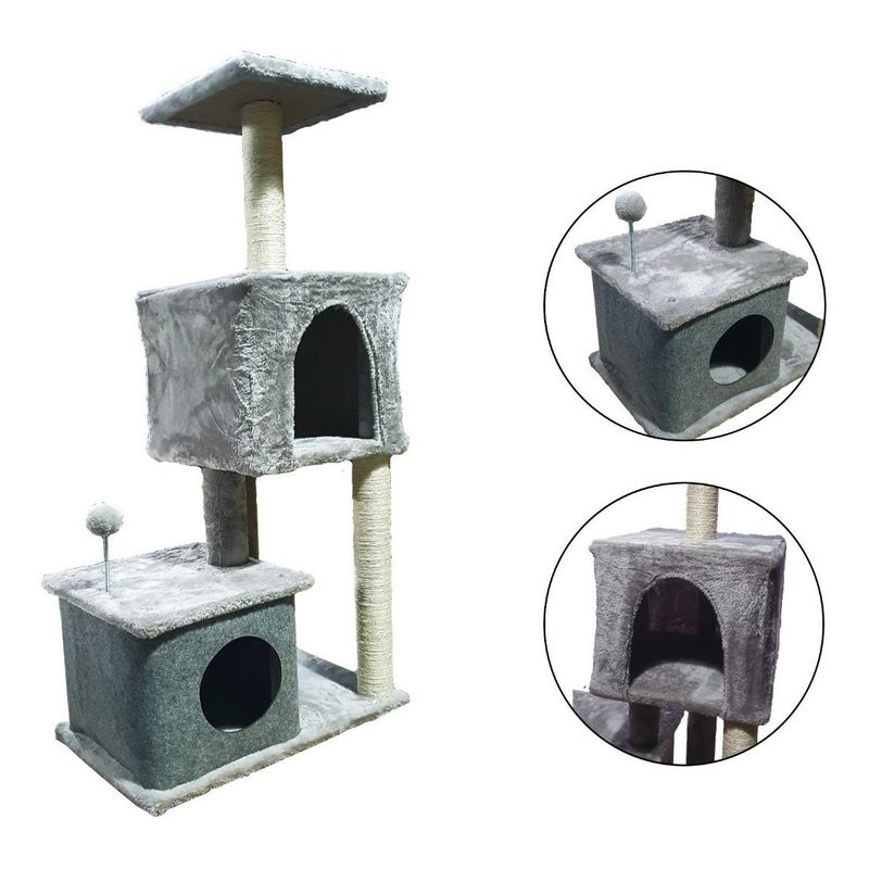 GENERICO - Rascador para Gatos Torre de 112 cm con Hamacas y Juguetes