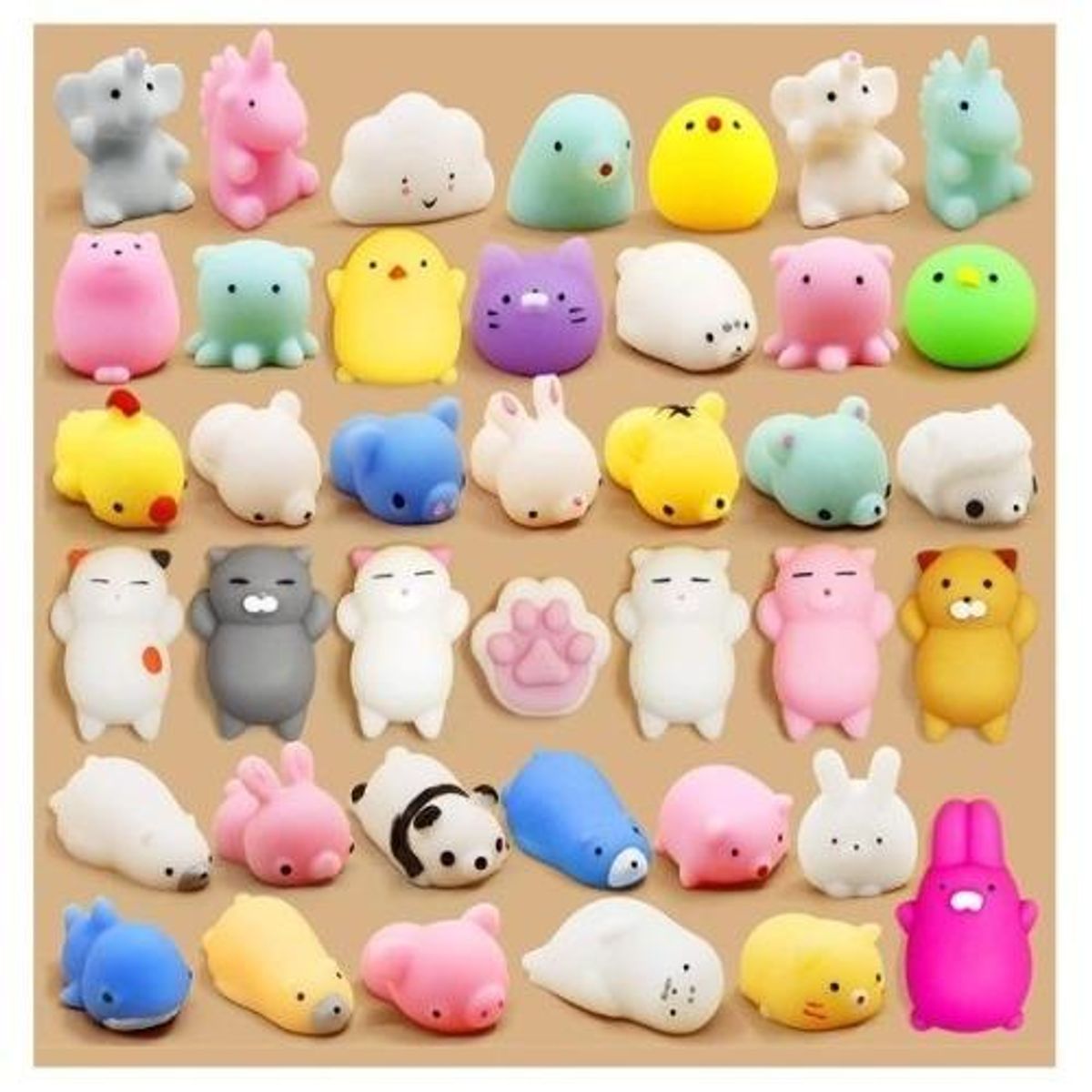 GENERICO - Pack de 36 Mini Squishys Antiestrés para Diversión Surtida